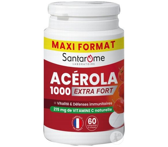 Acerola 1000 extra stark Santarome - Dose von 60 Kaudabletten