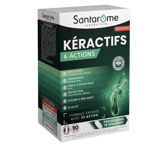 Keractifs 6 Haarpflege-Aktionen Santarome - Packung mit 90 Tabletten - image 1