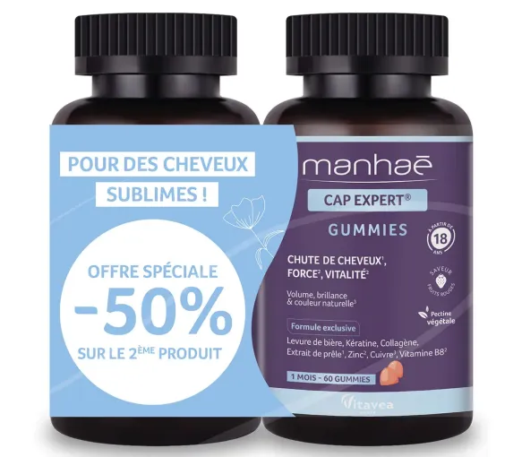 Manhaé Cheveux Expert chute de cheveux offre spéciale 2 mois Vitavea - 2 x 60 gummies