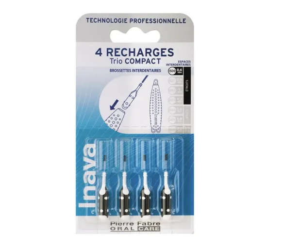 Trio Compact Interdentalbürsten Nachfüllungen 0,6 mm Inava - 4 Nachfüllungen im Set - image 1