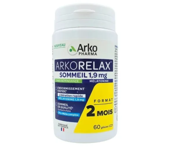 Arkorelax Schlaf Melatonin 1,9 mg Arkopharma - Dose mit 60 Kapseln - image 1