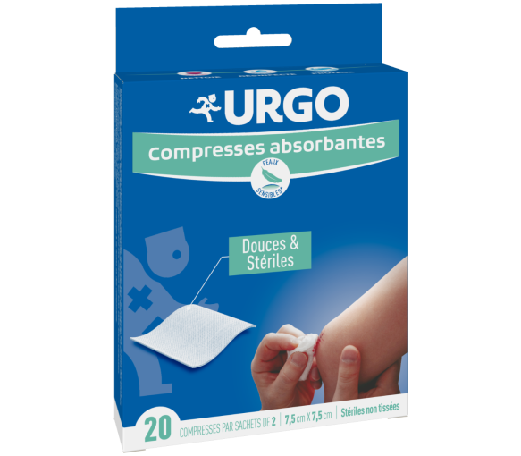 Absorbierende Urgo-Kompressen - Kompressen in Beuteln zu 2 Stück 7,5cmX7,5cm - image 1