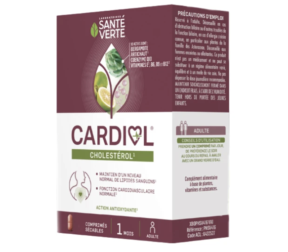 Cardiol Cholesterin Gesundheit Grün - Packung mit 60 teilbaren Tabletten - image 1