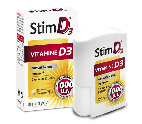Stim D3 Vitamin D3 + Zink Nutreov - Packung mit 120 Tabletten