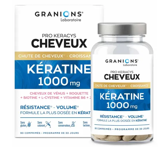 Pro Keracys Haare Keratin 1000mg Granions - Packung mit 90 Tabletten (30-Tage-Programm) - image 1