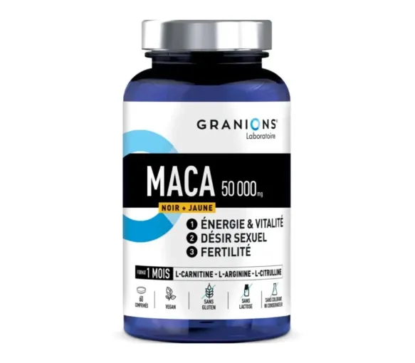 Schwarze + gelbe Maca 50000mg Granions - Dose mit 60 Tabletten - image 1