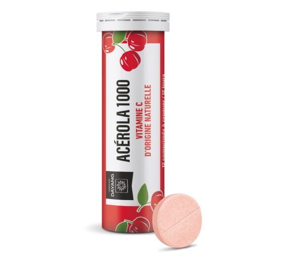 Acerola 1000 Vitamin C Geschmack rote Früchte Dayang - Tube mit 12 Kautabletten