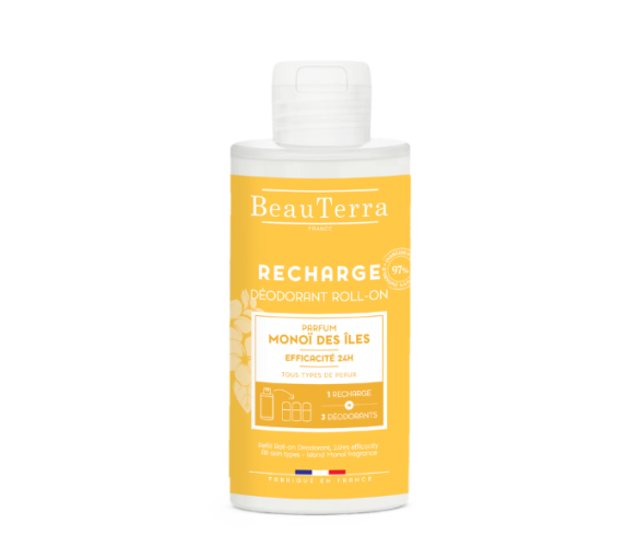 Recharge déodorant Monoï des îles roll-on Beauterra - flacon de 150ml - image 1
