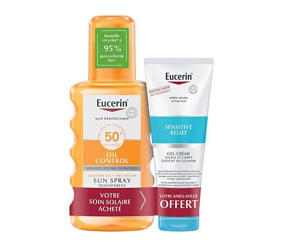 Sonnenöl-Kontrollspray Sonnenschutz SPF50+ Eucerin - 200ml Flasche + After Sun 50ml gratis
