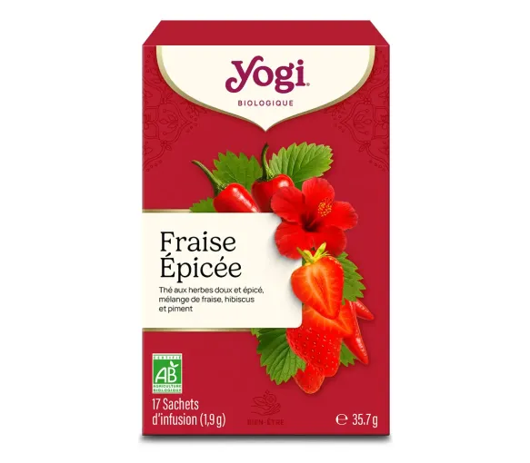 Fraise Épicée infusion douce et épicée bio Yogi - boite de 17 sachets