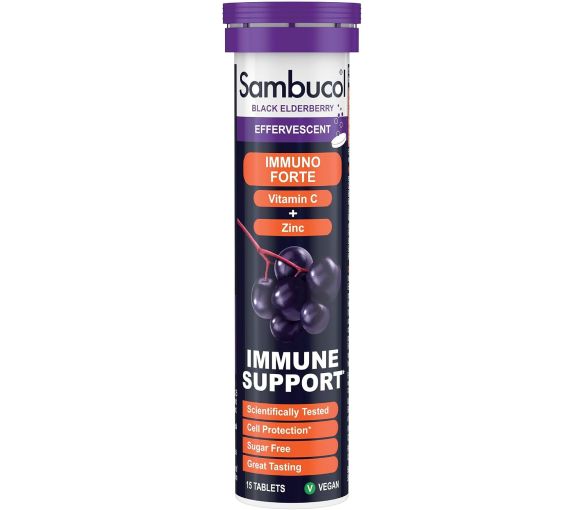 Sambucol Immuno Forte Schwarzer Holunder, Vitamin C & Zink - 15 Brausetabletten - image 1