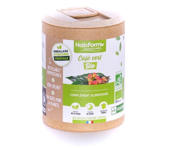 Bio Umweltfreundlicher Grüner Kaffee Nat&Form - Dose mit 200 Kapseln - image 1