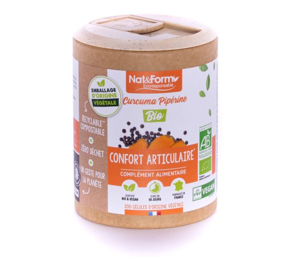 Bio-Kurkuma-Piperin Ecoresponsable Nat&Form - Dose von 200 Kapseln - image 1