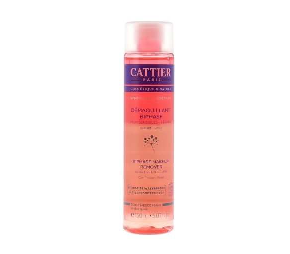 Zweiphasen-Make-up-Entferner für empfindliche Augen und Lippen von Cattier - Flasche mit 150 ml