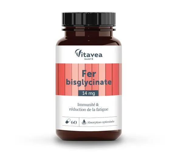 Eisenbisglycinat zur Verringerung von Müdigkeit und Unterstützung des Immunsystems Vitavea - Dose mit 60 Kapseln