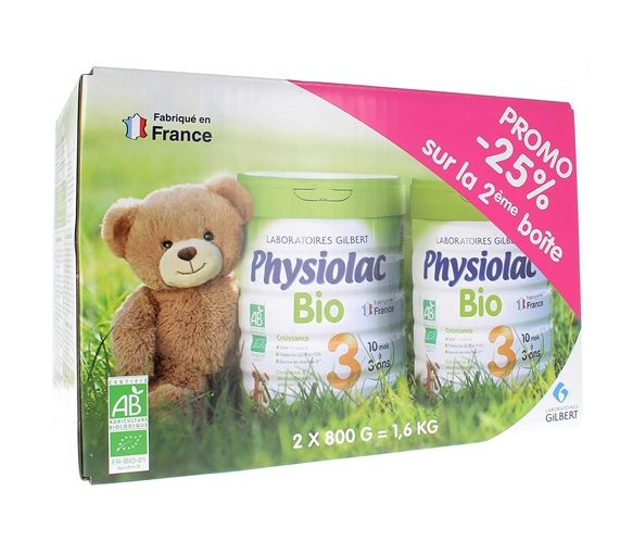Physiolac Bio Wachstumsmilch 3. Altersstufe - 2x800 g Packung