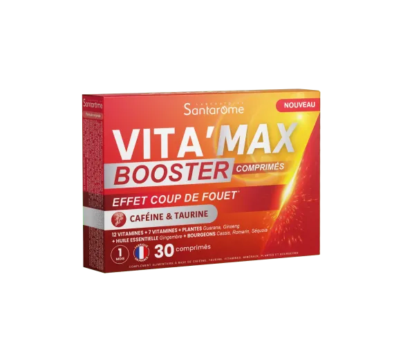 Vita'Max Booster Koffein- & Taurin-Tabletten Santarome - Packung mit 30 Tabletten - image 1