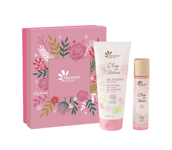Coffret Wasser der Köstlichkeiten Rose & Jasmin Bio Fleurance Natur - Set mit 2 Produkten