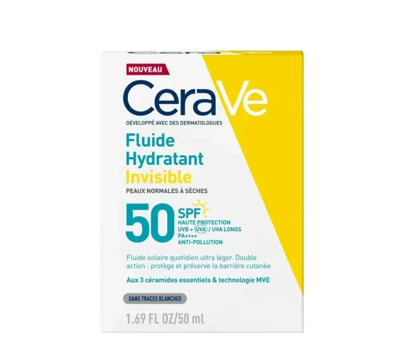 Unsichtbare Sonnenfluid SPF50 CeraVe - Flasche mit 50ml