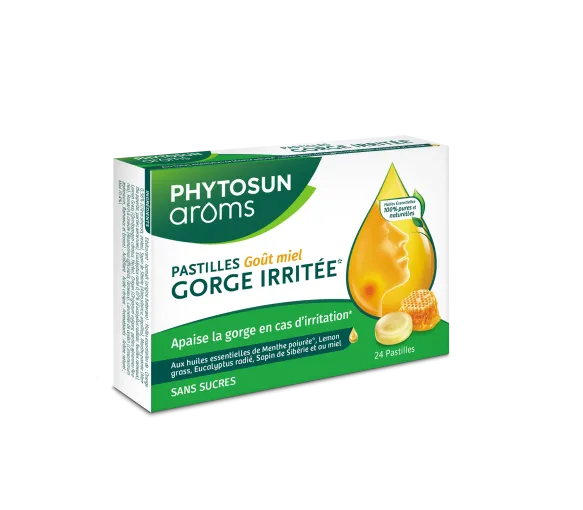 Zuckerfreie Halspastillen mit Honigaroma Phytosun arôms - Packung mit 24 Pastillen