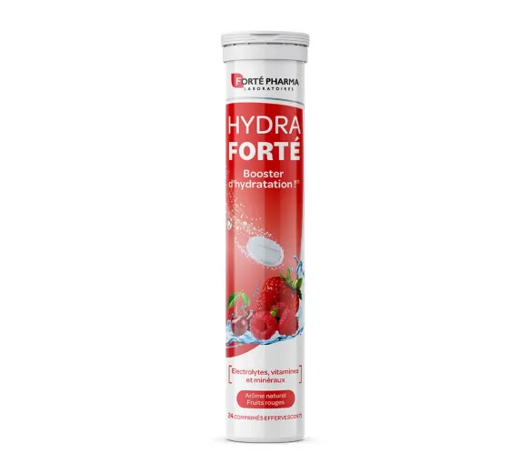 Hydra Forté Feuchtigkeitsbooster mit natürlichem Aroma von roten Früchten Forté Pharma - 24 Brausetabletten