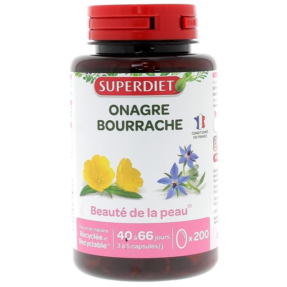 Onagre Borretsch Super Diet - Packung mit 200 Kapseln