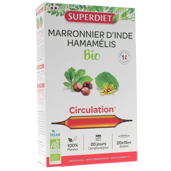 Rosskastanie / Bio Hamamelis Super Diet - Packung mit 20 Ampullen zu 15 ml