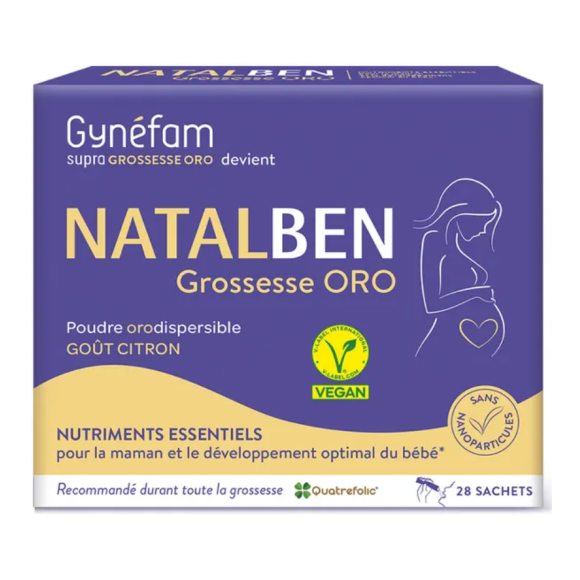 Gynéfam natalben Schwangerschaft oro orodispersible Pulver Zitronengeschmack Effik - Packung mit 28 Beuteln