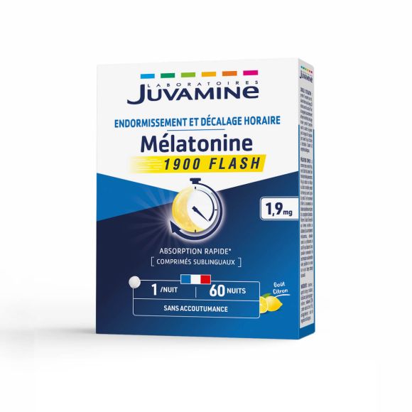 Melatonin 1900 Flash Juvamine - Packung mit 60 Tabletten