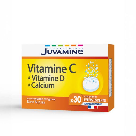 Vitamin C & Vitamin D & Calcium Juvamine - Packung mit 30 Brausetabletten
