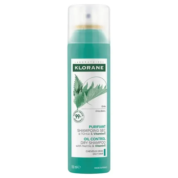 Klorane - Entgiftendes Trockenshampoo mit Brennnessel für fettiges Haar - Spray mit 150 ml