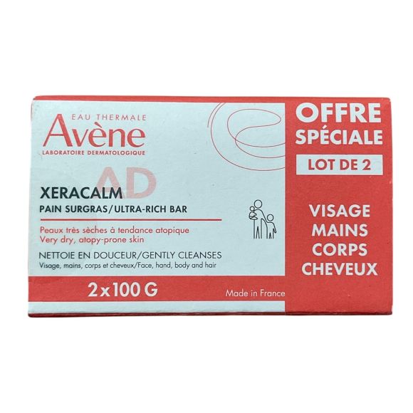 XeraCalm A.D Überfettende Reinigungseife Avène - 2er-Pack à 100g