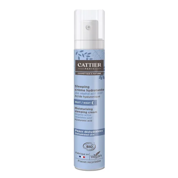 Sleeping Creme feuchtigkeitsspendend für dehydrierte Haut bio Cattier - Pumpflasche 50ml