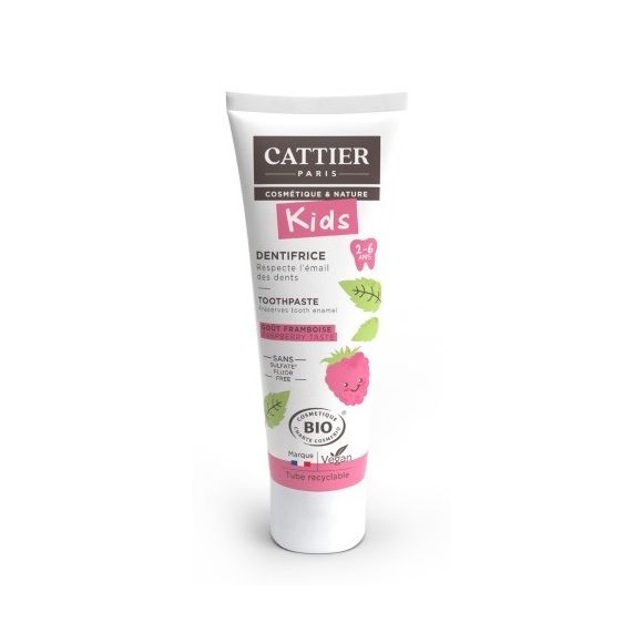 Bio-Zahnpasta 2-6 Jahre Himbeergeschmack Cattier - Tube 50ml