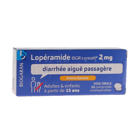 Loperamid 2 mg Biogaran Beratung - Packung mit 12 orodispersiblen Tabletten