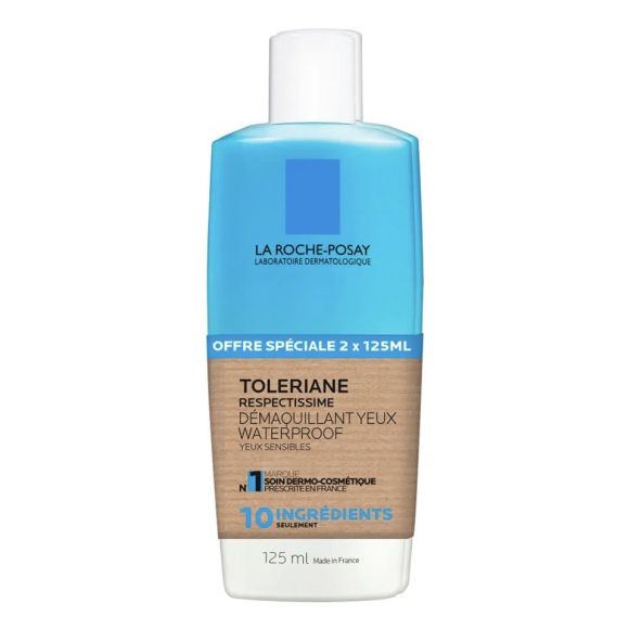 Tolériane Respectissime Augen-Make-up-Entferner wasserfest La Roche-Posay - 2er-Pack mit 125 ml Flaschen