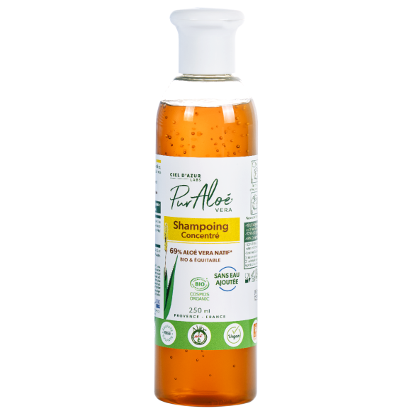 Shampoo Behandlung Aloe Vera 70% Bio Pur Aloé - Flasche mit 250 ml