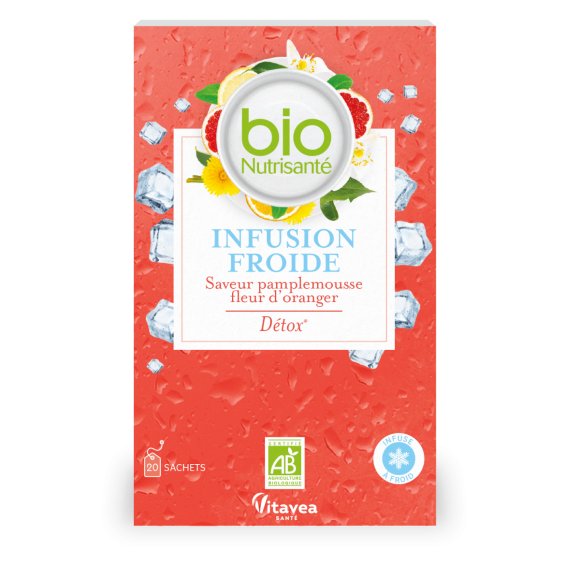 Kalte Detox-Infusion mit Grapefruit-Orangenblüten-Geschmack bio Vitavea - 20 Beutel pro Packung