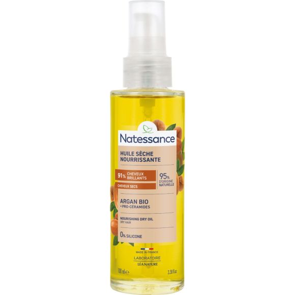 Nährendes Trockenöl Argan Bio Natessance - Pumpflasche 100ml