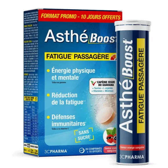 Asthé Boost vorübergehende Müdigkeit 3C Pharma - Packung mit 20 Tabletten + 10 geschenkt