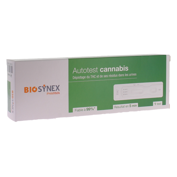 Autotest Urin auf Cannabis THC Biosynex - Schachtel mit einem Test