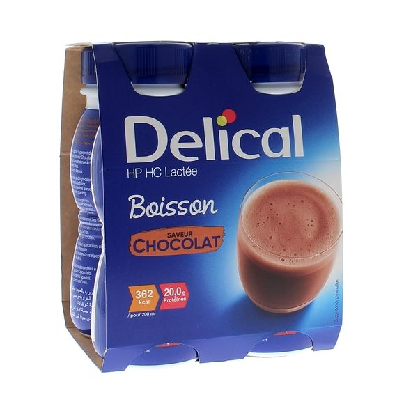 Delical Getränk HP/HC mit Schokoladengeschmack - 4 Flaschen à 200 ml