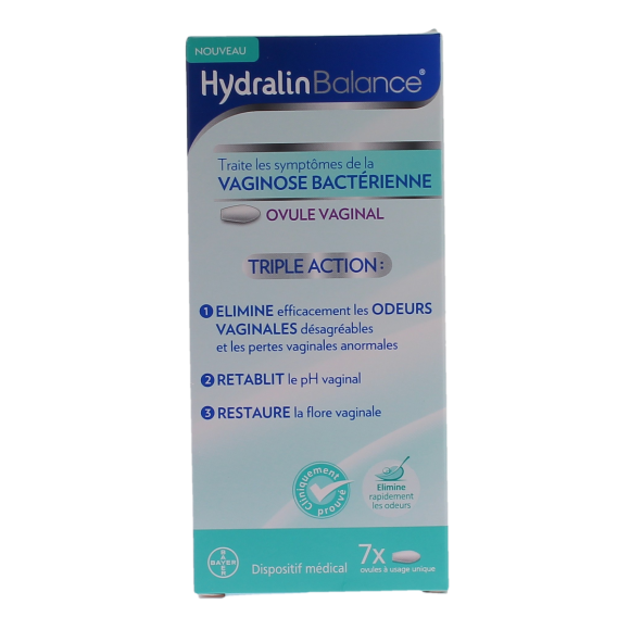 Behandlung von bakterieller Vaginose mit dreifacher Wirkung Hydralin Balance - Packung mit 7 Zäpfchen