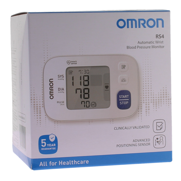Elektronisches Handgelenktensiometer RS4 Omron - Box mit einem Tensiometer + Manschette