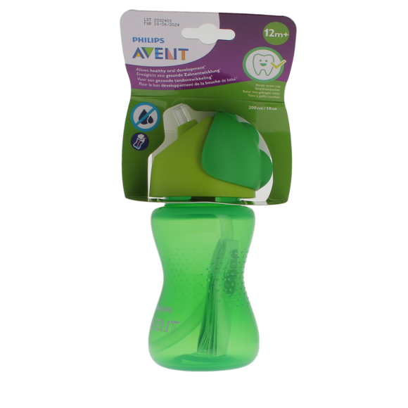 Avent Becher mit grünem Strohhalm 12 Monate und älter Philips - Becher mit 300 ml