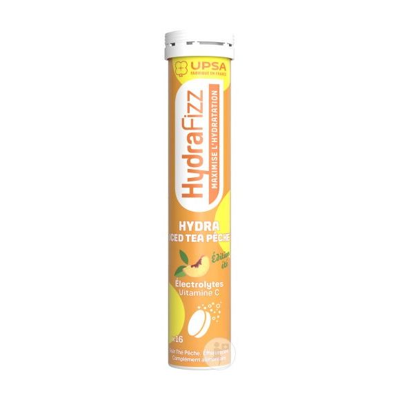 HydraFizz Hydra Geschmack Eistee Pfirsich Upsa - Tube mit 16 Brausetabletten