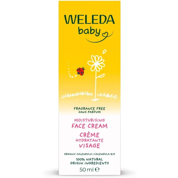 Feuchtigkeitsspendende Gesichtscreme Calendula bio ohne Duft Weleda Baby - Tube mit 50ml
