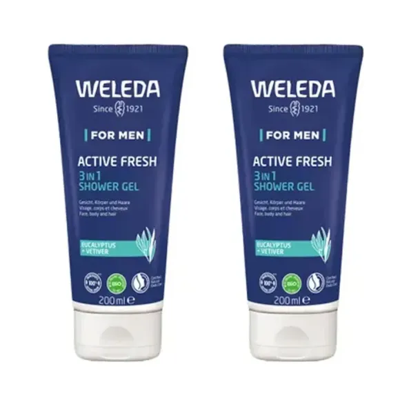 Duschgel Active Fresh 3in1 Weleda für Männer - 2er-Pack mit 200ml Sonderangebot