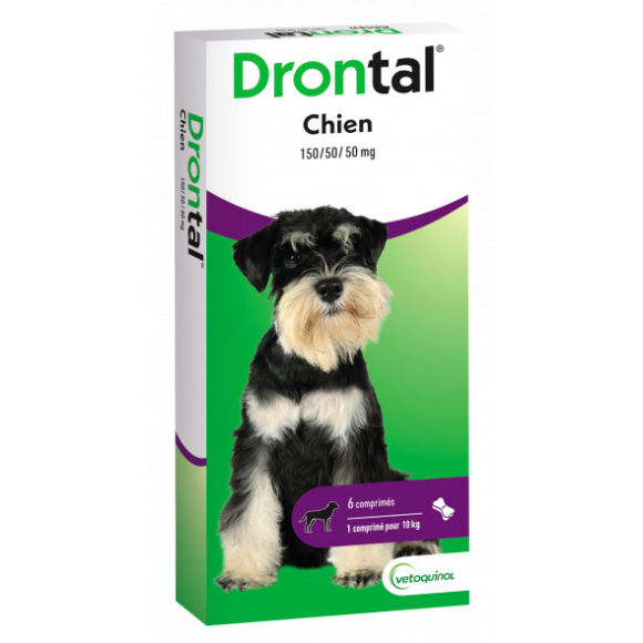 Dontral Hundetabletten appetitlich mit Fleischaroma Vetoquinol - Packung mit 6 teilbaren Tabletten