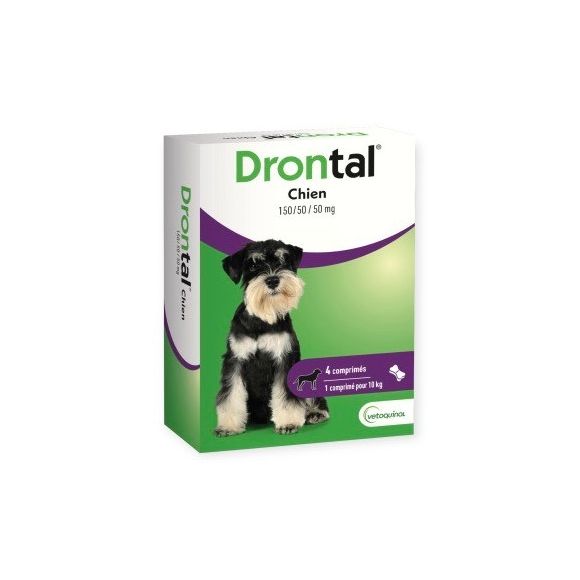Drontal Hund Wurmkur Vetoquinol - Packung mit 4 teilbaren Tabletten